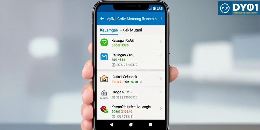 Tampilan utama DY01 yang menampilkan fungsi cek mutasi keuangan.