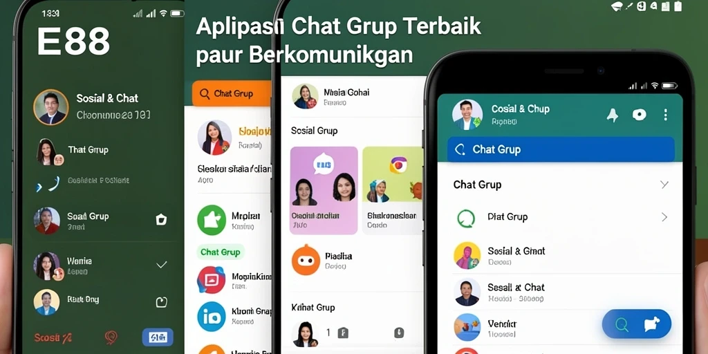 Tampilan antarmuka E88 dengan fitur Chat Grup yang interaktif.