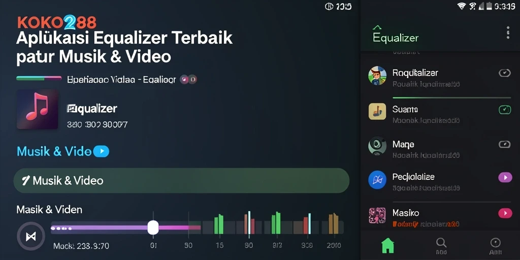 Tampilan antarmuka KOKO288 yang modern dan fungsi Equalizer yang mudah digunakan.
