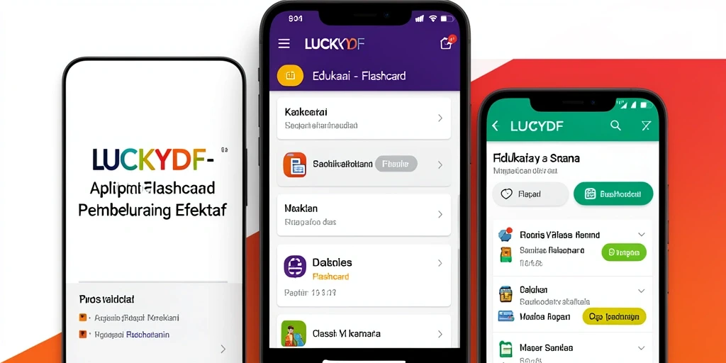 Antarmuka user-friendly aplikasi LUCKYDF dengan fungsi Flashcard.