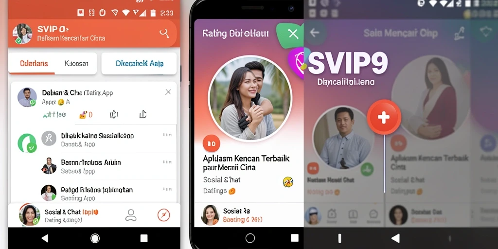 Tampilan antarmuka SVIP9 yang modern dan intuitif untuk aplikasi kencan.